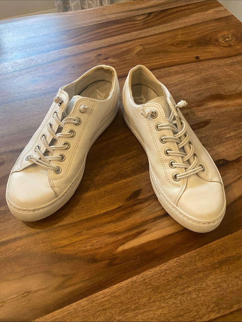 Paul Green Ivory Leather Low-Top Sneakers